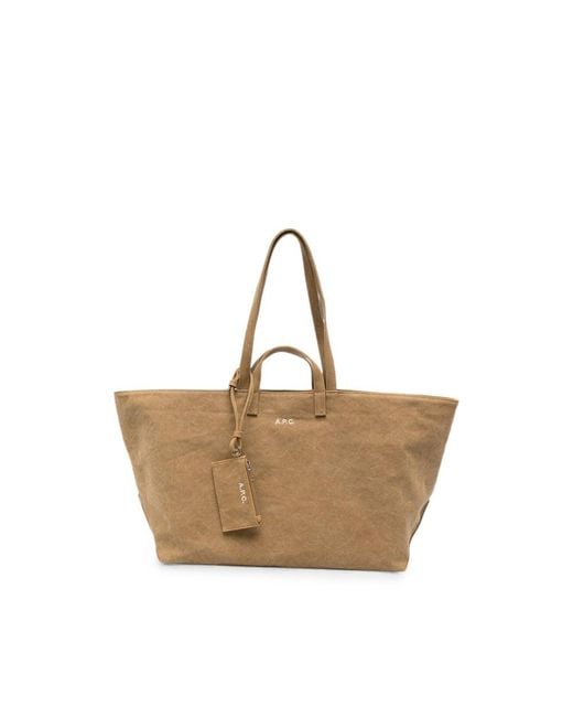 A.P.C. Brown A. P.C. Drummer Logo-Print Canvas Tote Bag