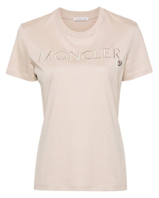 Moncler Natural Logo-Embroidered Cotton T-Shirt