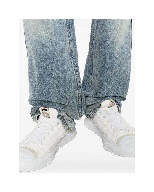 Cole Buxton Blue Faded Straight-Leg Jeans for men