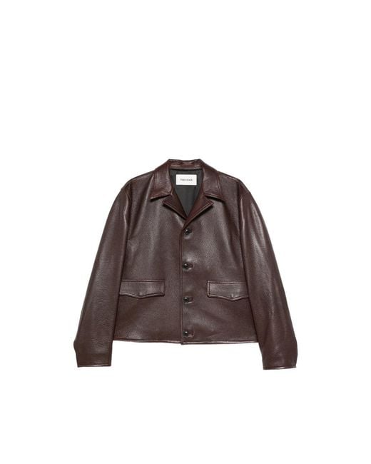 TONYWACK Brown Notched-Lapel Flap-Pockets Jacket for men