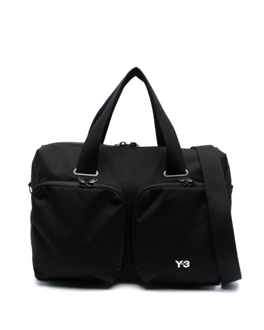 Y-3 Black Logo-Embroidered Travel Bag for men
