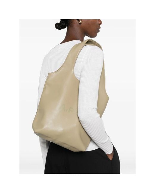 A.P.C. Multicolor A. P.C. Logo-Print Leather Tote Bag