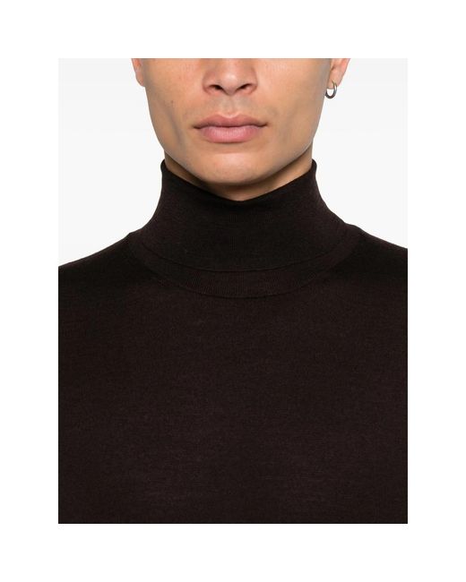 Fedeli Black Roll-Neck Long-Sleeve Sweater for men