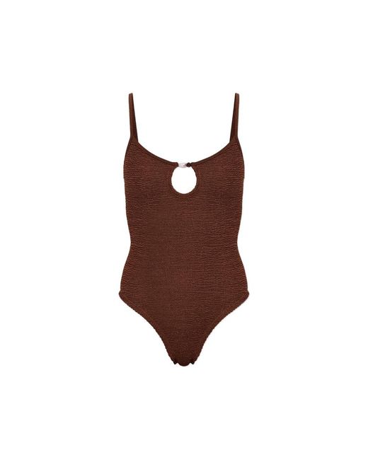 Hunza G Brown One-Piece Swimsuit Crinkled