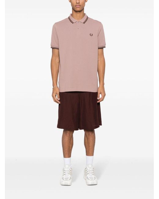 Fred Perry Pink Logo-Embroidered Cotton Polo Shirt for men