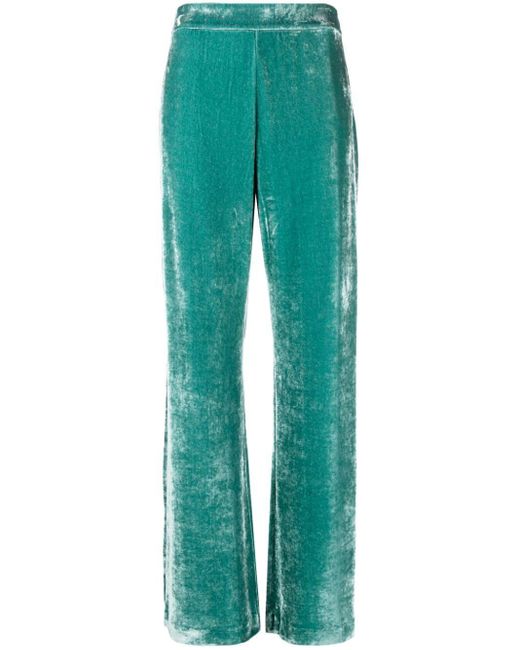 Jil Sander Green Velvet Straight-Leg Trousers