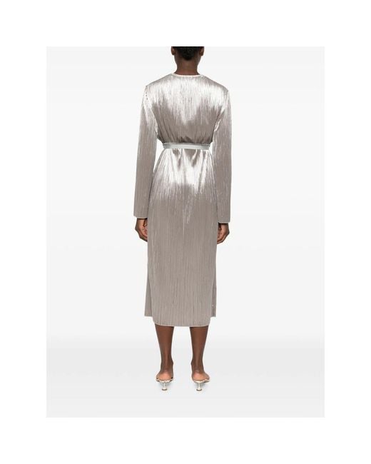Forte_forte Gray Plissé-Effect Belted Coat