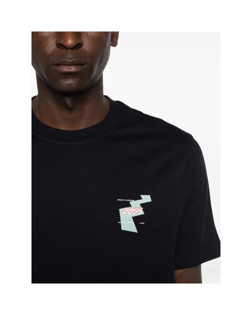 Boss Black Cotton-Jersey T-Shirt With Printed Artwork for men