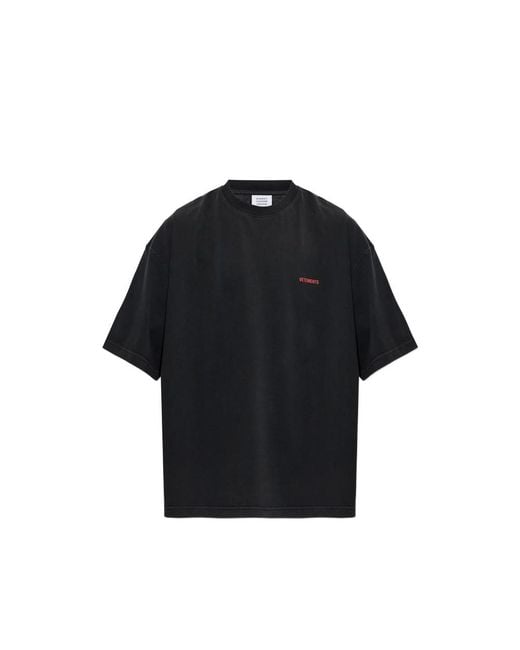 Vetements Black Logo-Print T-Shirt for men