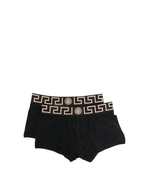 Versace Black Medusa-Jacquard Briefs (Pack Of Two) for men