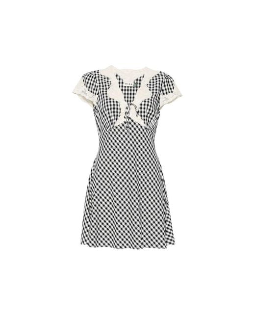 Rixo Multicolor Lacie Lace-Trim Gingham Mini Dress