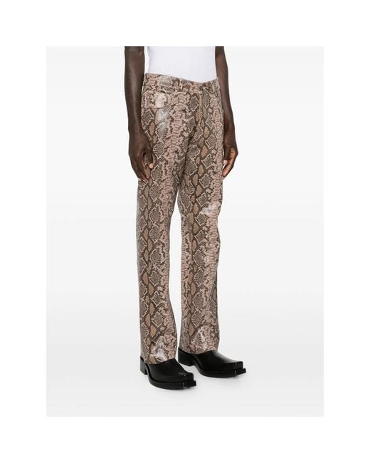 MIDNIGHT RODEO Brown "1968" Snakeskin Print Trousers for men