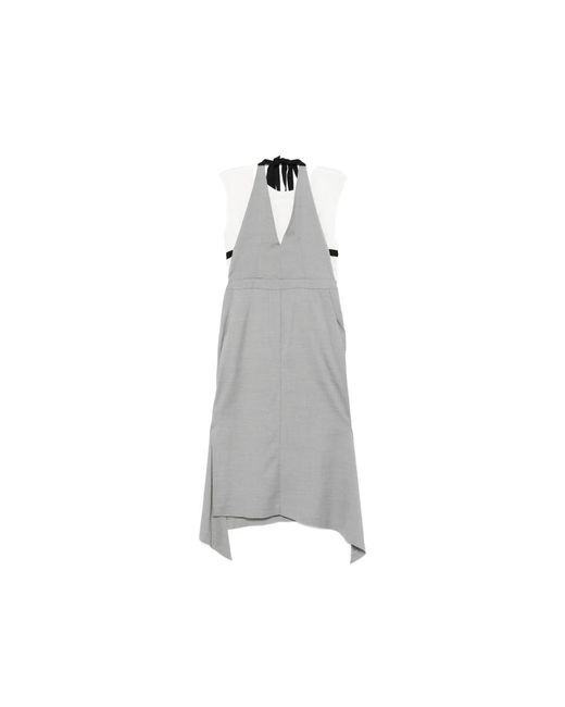Tela Gray V-Neck Halterneck Midi Dress