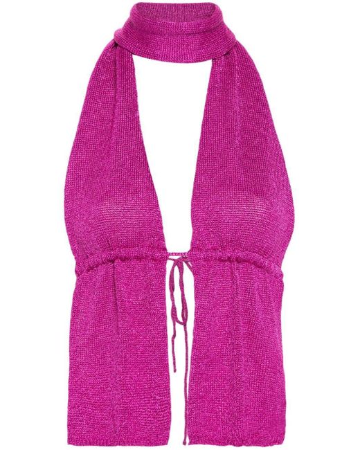 GIMAGUAS Pink Brillo Open-Back Knitted Top