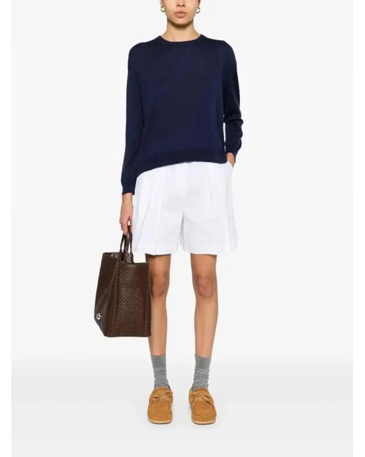 Theory White Pleat-Detailed Shorts