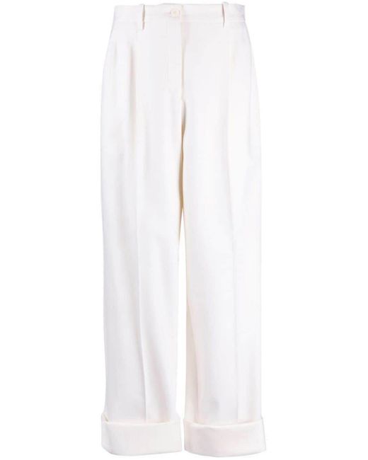 The Row White High-waisted Tapered Trousers