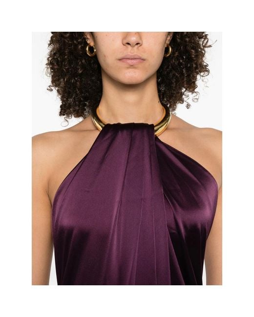 Stephane Rolland Purple Ring-Neck Maxi Dress