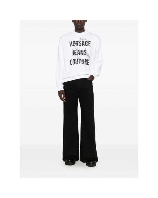 Versace Jeans Couture White Printed Crew-Neck Sweatshirt for men