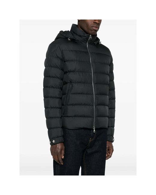 Moncler Black Hooded Quilted Jacket for men