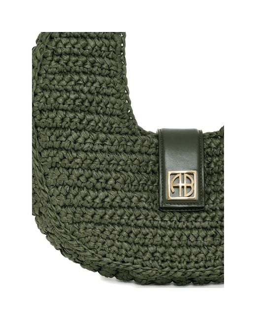 Anine Bing Green Monogram Lou Tote Bag