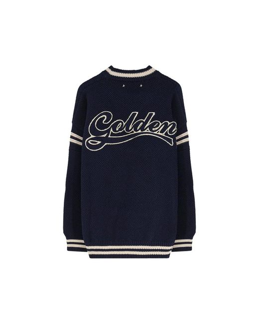 Golden Goose Deluxe Brand Blue Striped Logo-Patch Sweater for men