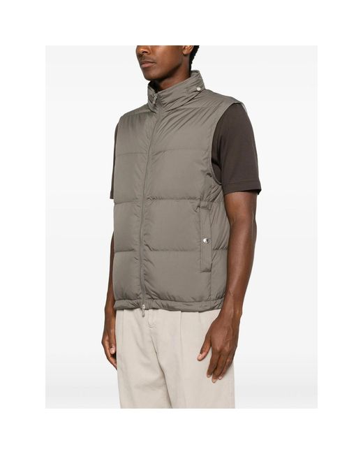 Brunello Cucinelli Brown Down Vest Techno Fabric for men