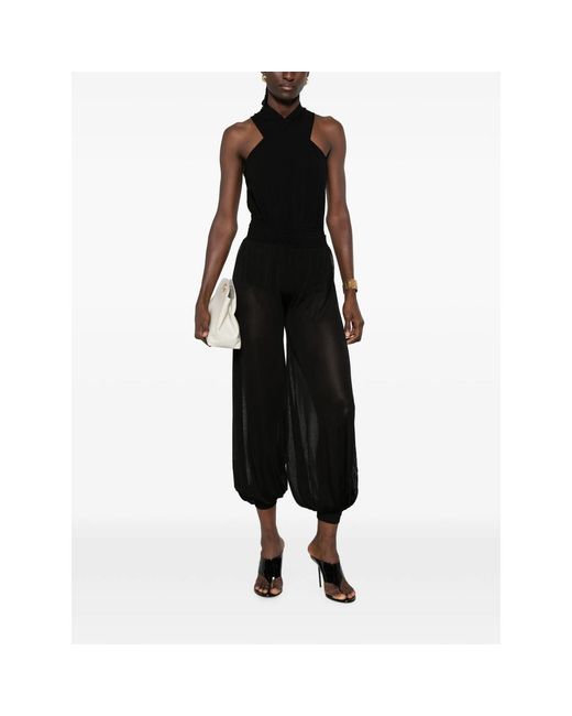 Jonathan Simkhai Black Sheer-Finish Cuffed Trousers