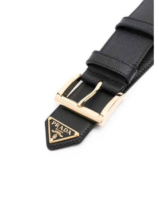 Prada Black Logo-plaque Leather Belt