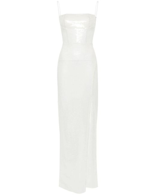 Nensi Dojaka White Sequinned Maxi Dress