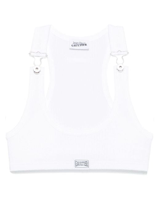Jean Paul Gaultier White Strapped Crop Top