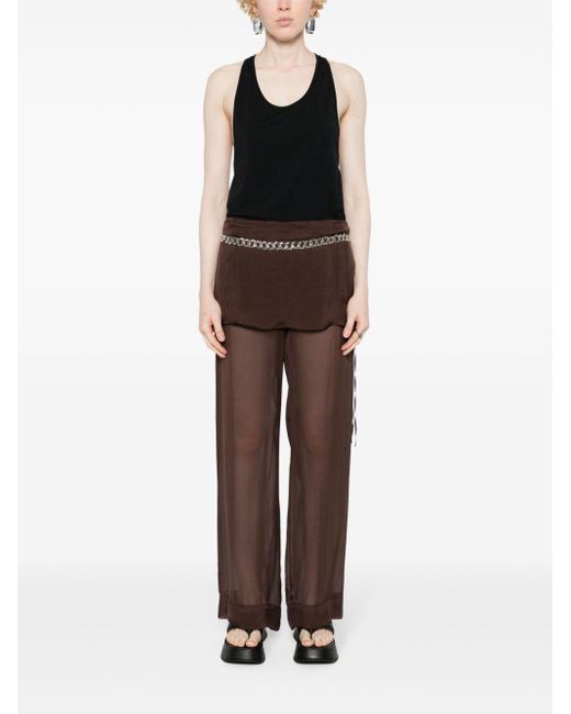 Paloma Wool Brown Archive Wide-Leg Silk Trousers