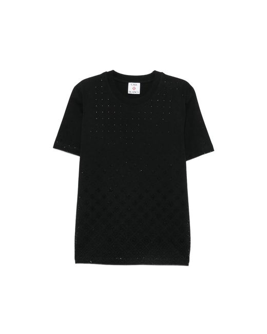 Casablanca Black T-Shirt With Crystal Monogram for men