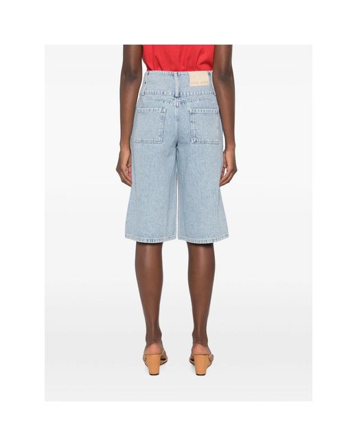 Stine Goya Blue High-Waisted Panelled Shorts