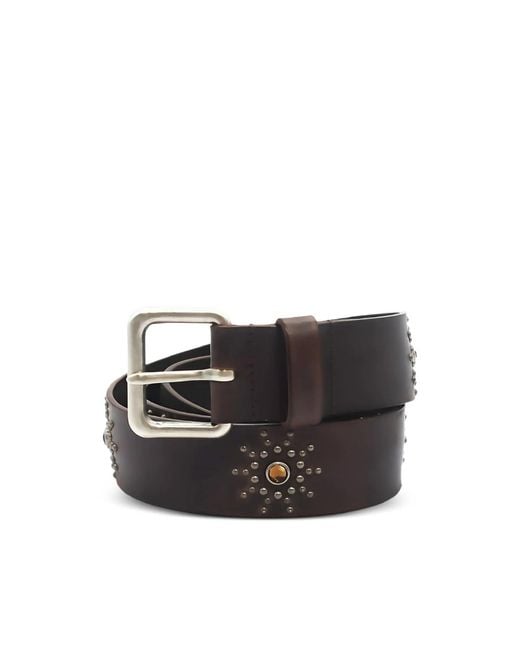 HTC Black Studded Leather Belt for men