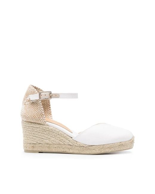 Castaner Natural Almond Toe Cut-Out Detail Wedge Shoes