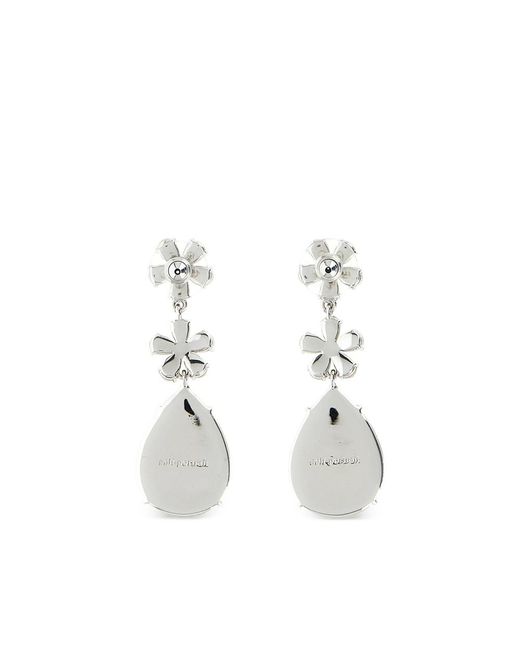 Self-Portrait White Drop Earrings Crystal
