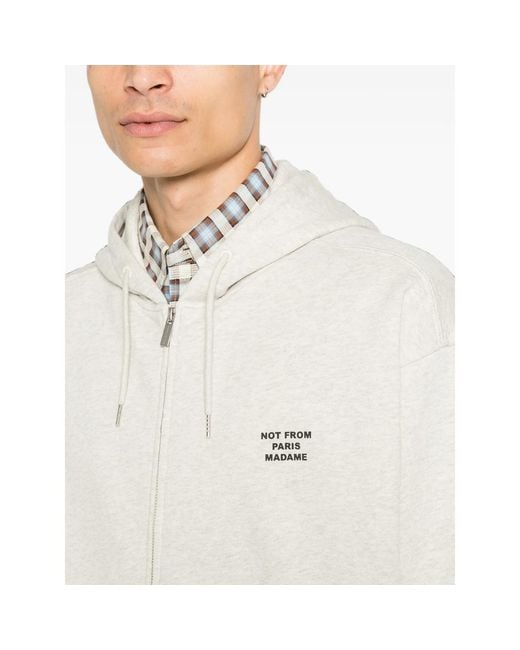 Drole de Monsieur White Logo-Detail Zip-Fastening Hoodie for men
