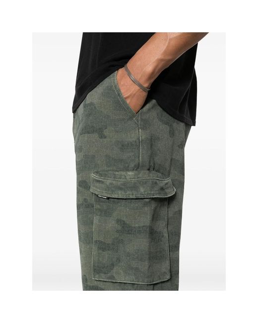 Daily Paper Gray Camouflage Cargo Shorts for men