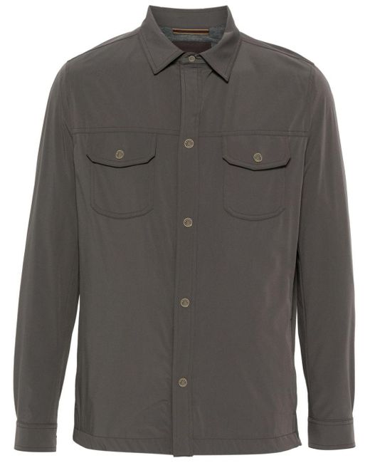 Moorer Gray Long-Sleeve Shirt Jacket for men