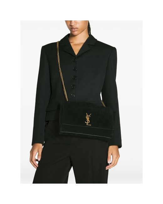Saint Laurent Black Medium Kate Logo-Plaque Shoulder Bag