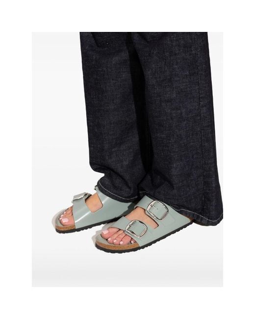 Birkenstock Green Arizona Big Buckle Hex Shine Pure Sage,Natural Lea