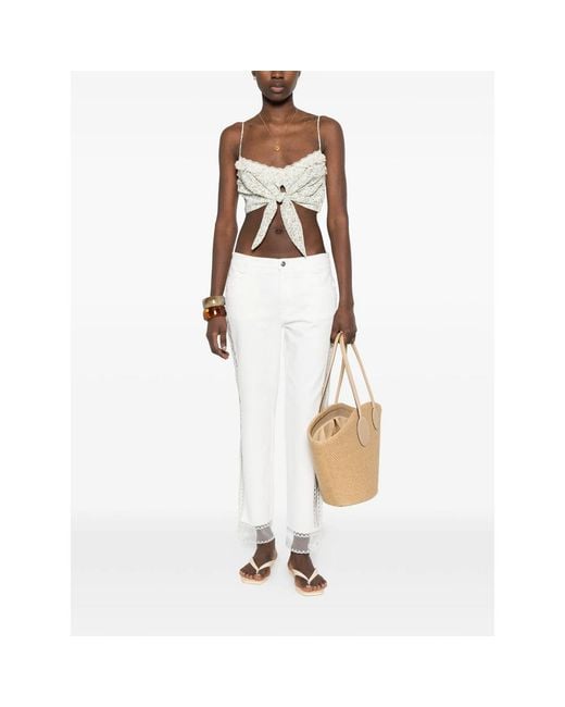 Ermanno Scervino White Sleeveless Silk Top With Floral Print