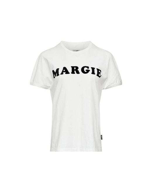 MM6 by Maison Margiela White Margie Printed Short-Sleeved T-Shirt