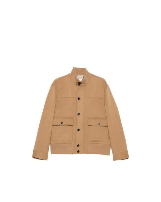Lardini Natural Button-Up Ribbed-Trim Jacket for men
