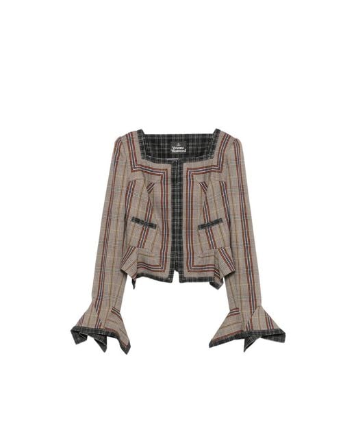 Vivienne Westwood Gray Dandy Double-Breasted Check Jacket