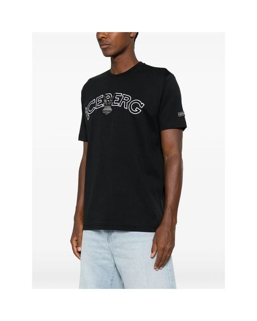 Iceberg Black T-Shirts And Vests for men