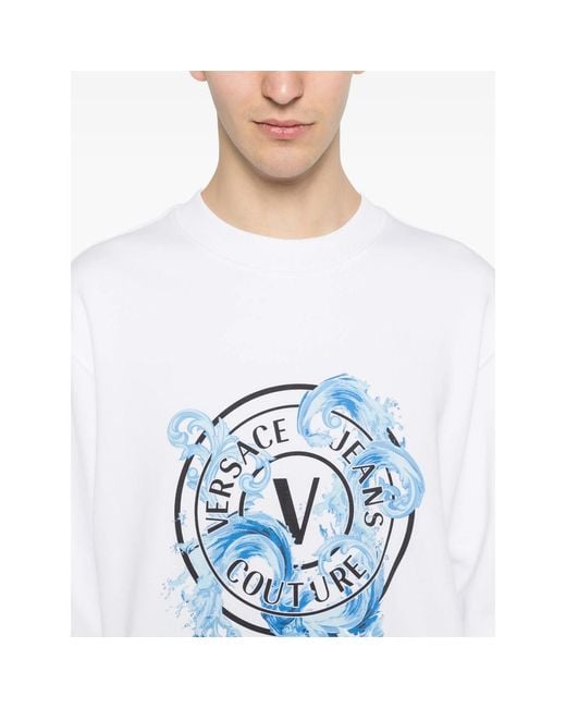 Versace Jeans Couture Blue Graphic-Print Sweatshirt for men