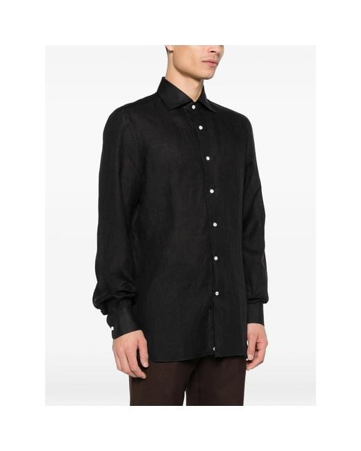 Isaia Black Buttoned Shirt for men