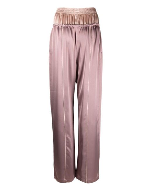 Ssheena Red Doublewaistband Satin-Finish Trousers