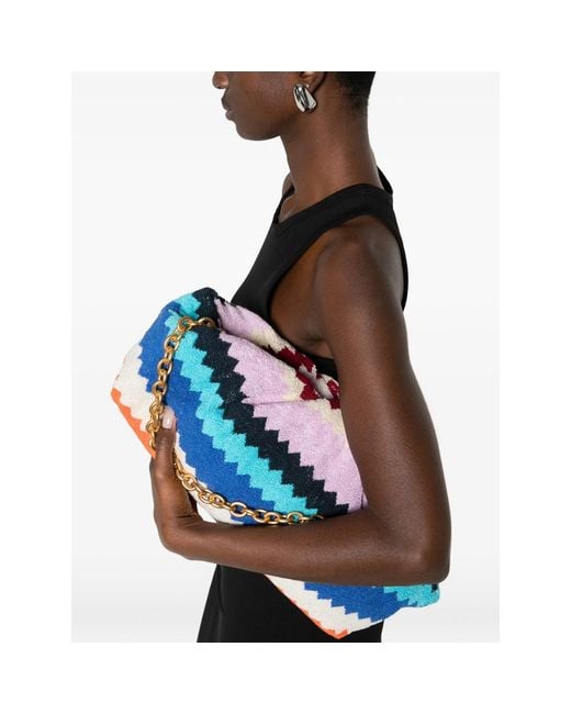 Missoni Blue Sponge Zig Zag Shoulder Bags